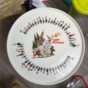 Dr. Seuss Grinchmas Celebration Plate with Red and Green Accents